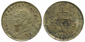 George IV, Brass Medalet, Coronation, obv. bust of the ruler to left, rev. crown within wr