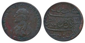 Claude Martin (1735-1800), Copper Medal, 10g, obv. bust to left, with LABORE ET CONSTANTIA