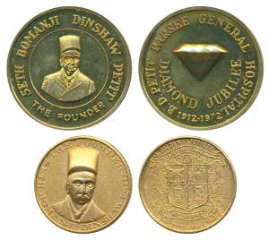 Golden Jubilee of the Parsee General Hospital, Gold Gilt, 44g, obv. bust of Seth Bomanji D
