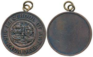 Sir J.J. School of Art, Kala Deep, Copper Medal, Mural in center. Extremely Fine.