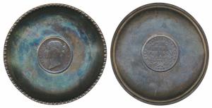 Victoria Queen, Silver Rupee of 1840 set in a silver plate, total weight 55.8g. Very Fine.