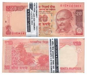 Rupees 20 bundle, 2013, signed D. Subbarao, inset R, star note bundle, contains semi fancy