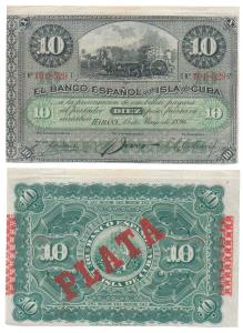 Cuba, Banco Espanol, Diez (10) Pesos, 1896, Habana. Extremely Fine.
