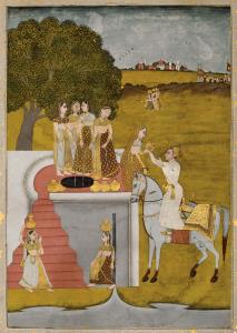 In this delightfully ornamental style of painting from Faizabad and Lucknow we witness an 