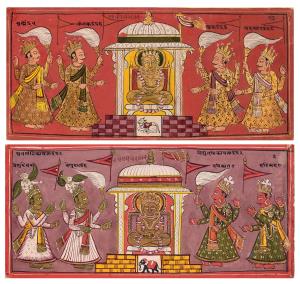 Rectangular landscape format, each depicting a Jain Tirthankar born in the five Mahavideh 