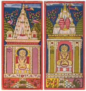 Rectangular portrait format, each depicting an enshrined Jain Tirthankar of the Atit (Past