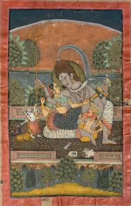 The Hindu divine family of Shiva and his wife Parvati together with their two sons, the go