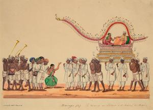 Inscribed in Tamil and English: Marriage 3)<br/>Generalized scenes of wedding ceremony wer