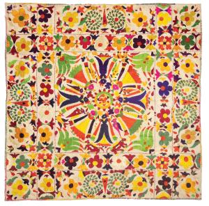 Early 20th century<br/>Of square form, depicting Krishna dancing with the gopis amongst a 