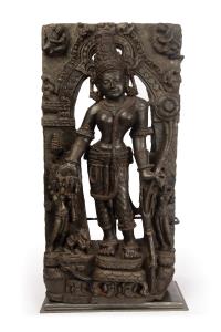 The Buddhist goddess standing in tribhanga on a double lotus, wearing jewelled belt, long 