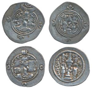 Arab-Sasanian Empire, Silver Drachm (2). Very Fine. (2)