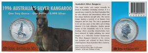 Australia, Queen Elizabeth II, Silver (Dollar) $1, 31.1g, 1oz, 1996, Kangaroo on rev. In o