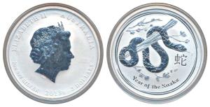 Autralia, Elizabeth II, Silver 2 Dollars, 62.2g, 2013, Year of the Snake, Lunar Series II,