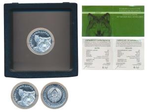 Belarus, Silver 20 roubles, 31.1g, 2007, Protection of the Environment Series, Wolves, obv