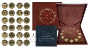 Cameroon, Set of 12, Gold Gilt Silver 500 Francs (12), each 10g, total 120 grams, 2018, Zo