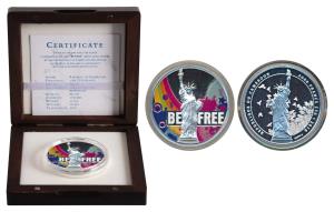 Cameroon, Silver 2000 Francs, 62.20g, 2018, Statue of Liberty, Freedom, obv. Back view of 