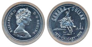 Canada, Elizabeth II, Silver 1 Dollar, 23.32g, 1875 - 1975, 100th Anniversary of the City 