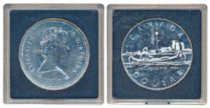 Canada, Elizabeth II, Silver Dollar, 23.3g, 1984, 150th Anniversary of Toronto, obv, Bust 