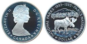 Canada, Elizabeth II, Silver 1 Dollar, 23.32g, 1985, 100th Anniversary of the National Par