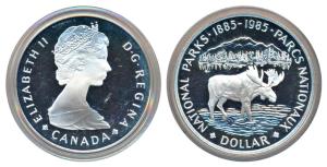 Canada, Elizabeth II, Silver 1 Dollar, 23.32g, 1985, 100th Anniversary of the National Par