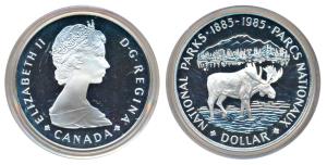 Canada, Elizabeth II, Silver 1 Dollar, 23.3g, 1985, 100th Anniversary of the National Park