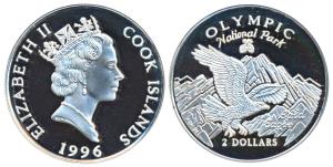 Cook Islands, Elizabeth II, Silver 2 Dollars, 10g, 1996, National Park Series, Olympic Nat