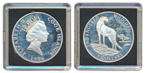 Cook Islands, Elizabeth II, Silver 5 Dollars, 31.47g, 1996, Endangered Wildlife series, Ch