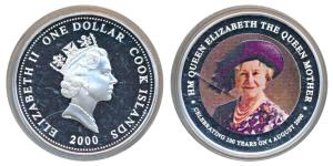 Cook Islands, Elizabeth II, Silver 1 Dollar, 31.635g, 2000, Queen's Golden Jubilee, Master