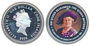 Cook Islands, Elizabeth II, Silver 1 Dollar, 31.635g, 2000, Queen's Golden Jubilee, Master