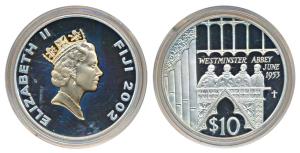 Fiji, Elizabeth II, Silver 10 Dollars, 28.28g, 2002, 50th Anniversary of Accession of Quee