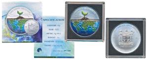 Fiji, Elizabeth II, Silver 1 Dollar, 31.1g, 2022, One Ounce, One Earth, coloured. Proof, i
