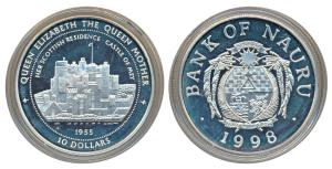 Nauru, Silver 10 Dollars, 31.4g, 1998, Queen Mother- The Scottish Residence Castle of Mey.