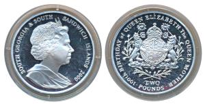 Sandwich Islands, Elizabeth II, Silver 2 Pounds, 28.2g, 2000, 100th Anniversary of the Bir