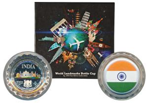 Tchad, Silver 500 Francs, 2021, India, World Landmarks on a Bottle Cap, Taj Mahal, Char Mi