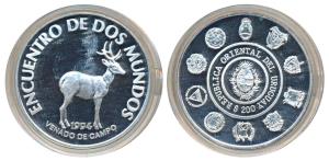 Uruguay, Silver 200 Pesos Uruguayos, 27g, 1994, Ibero-American Series II, Endangered Wildl