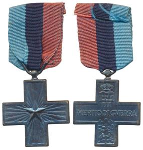 Italy, War Cross, Bronze, World War I, obv. radiating star, rev. crowned monogram, sword a