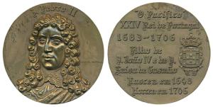 Indo Portuguese Monarchs, Bronze Medal, Pedro II (1683-1706), rev. his life events. (ref. 