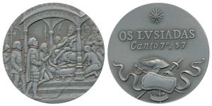 Vasco da Gama, White Metal, obv. scene of Vasco Da Gama meeting Zamorin king at Calicut, r