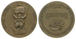 Michael Angelo, Bronze, 180g, the famous Italian painter, obv. bust of the painter with da