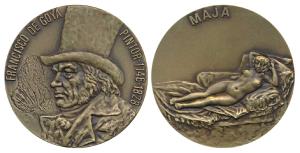 Fransisco Goya, Bronze 185g, obv. Fransisco Goya, 1746-1828, rev. his famous painting Maja