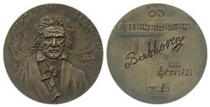 Ludwig Van Beethoven (1770-1827), German maestro, Heavy Bronze Medallion, 1827. 180g. obv.