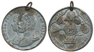 Prince and Princess of Wales Medal, Pewter, obv. conjoined busts of George V and Mary, rev