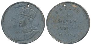 Bombay Baroda and Central India Railway, Silver Jubilee, Pewter Medal, obv. conjoined bust