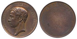 Napoleon IV, Bronze Medal, obv. bust of the ruler, celebrating his 18th Birthday 1856 - 18