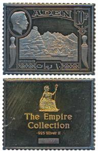 British Post, Gold Gilt Silver Stamp Ingot, Rupees 10, 16g, Aden, George VI. Proof, Rare.