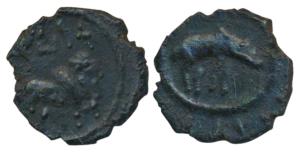 Pallavas of Kanchipuram, Alloyed Copper coin attributed to Mahendravarman I (c. 580-630 AD