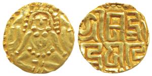 Kalachuris of Tripuri, Gangeya Deva (c. 1015-1040 AD), Gold 4 ½ Masha, 4.06g, obv. Goddess