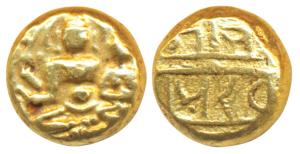 Vijayanagar Empire, Devaraya I (1406-1422 AD), Gold Pagoda, 3.38g, obv. Shiva-Parvati seat