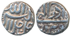 Akbar, Silver Rupee, 11.41g, Berar Mint, Ilahi type, Month Azar, Year 4X (KM 93.6). Very F