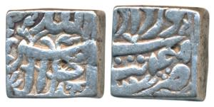 Akbar, Silver Square Rupee, 11.1g, Tatta Mint, Ilahi type, Month Khurdad, Year 48 (KM 88.7